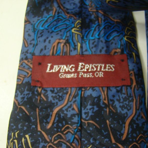 Appointed Apparel Living Epistles Christian Tie Pray Praying Hands Blue - Picture 5 of 8